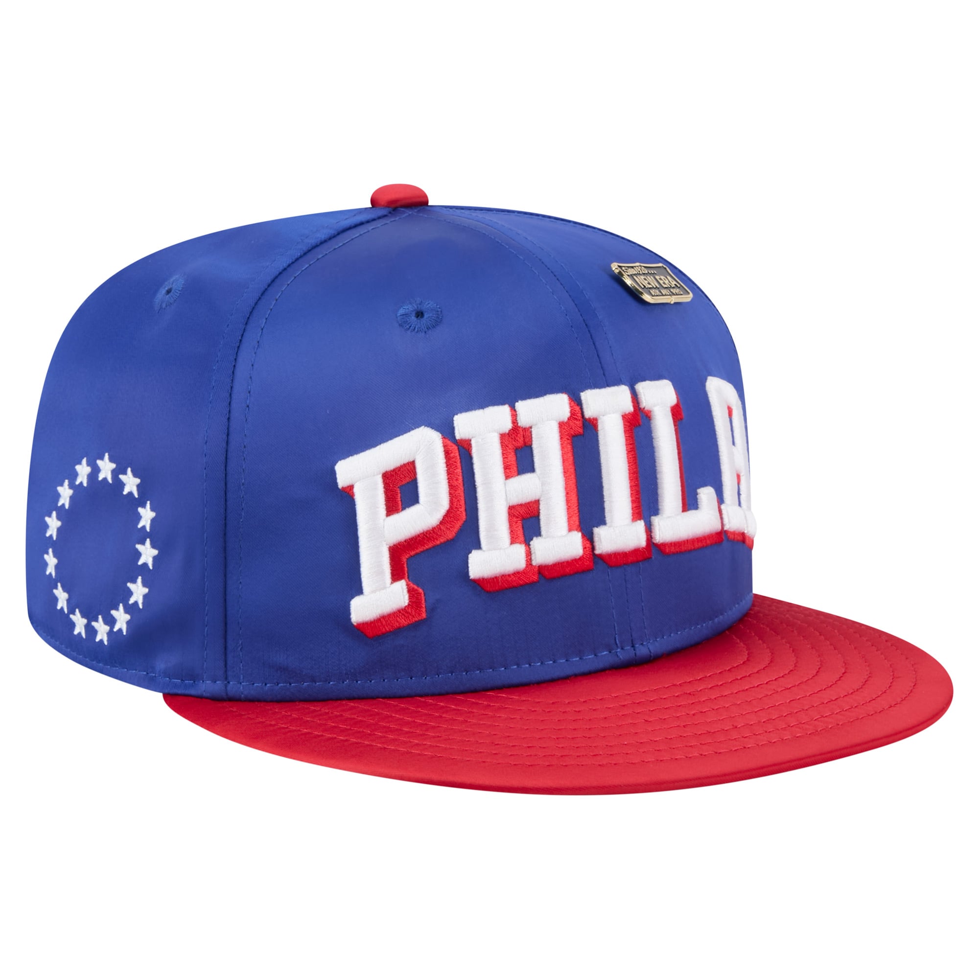 Men's Philadelphia 76ers New Era Royal/Red Throwback Satin Vintage Pin Two-Tone 59FIFTY Fitted Hat